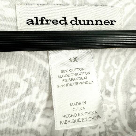 Alfred Dunner Plus Size 1X Gray White Sparkly Animal Print Blouse Shirt Top - Picture 2 of 7